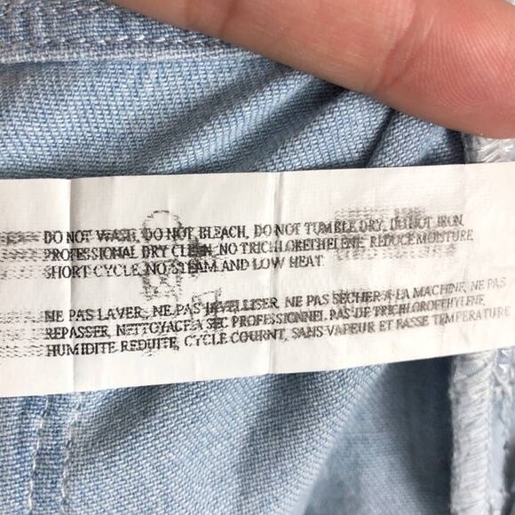 Capulet Revolve Blue Chambray Beaded Front Lightweight Raw Hem Cuffed Shorts - Picture 7 of 7